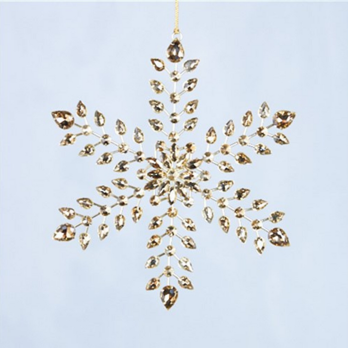 Ronis Amber Glass Snowflake Hanging Decoration 21cm