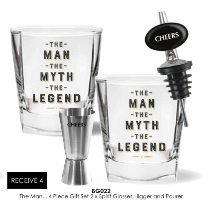 The Man Myth Legend Spirit Glass Gift Set 260ml 4pk