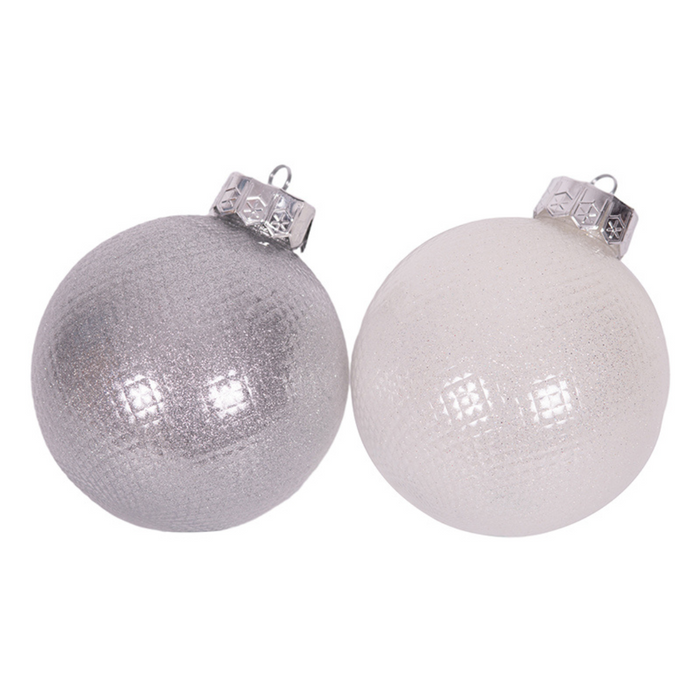 Ronis Baubles 12cm White & Silver 2 Asstd