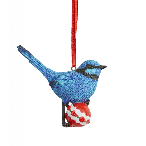 Ronis Blue Christmas Wren Hanging Deco 9cm