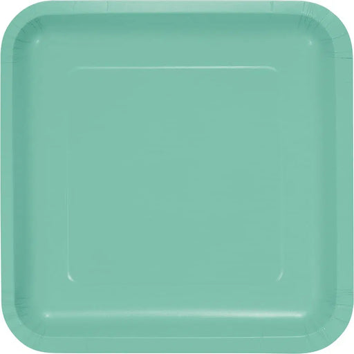 Fresh Mint Green Square Dinner Plates Paper 23cm 18pk