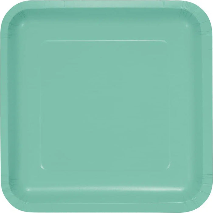 Fresh Mint Green Square Dinner Plates Paper 23cm 18pk