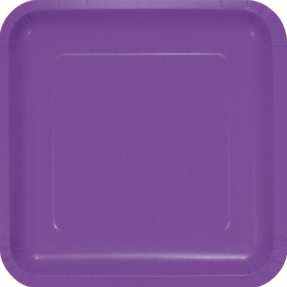 Amethyst Purple Square Dinner Plates Paper 23cm 18pk