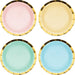 Pastel Celebrations Lunch Plates Scalloped & Gold Foil 18cm 8pk