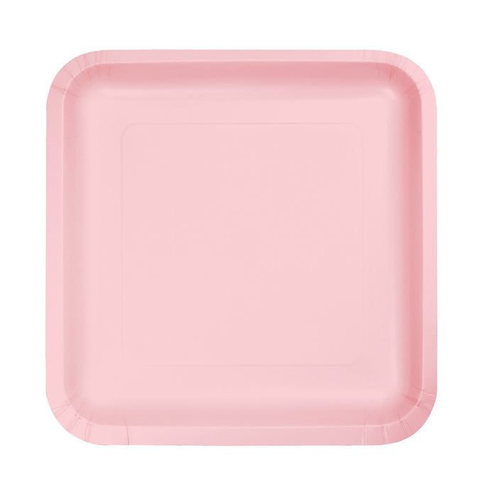 Classic Pink Square Lunch Plates Paper 18cm 18pk