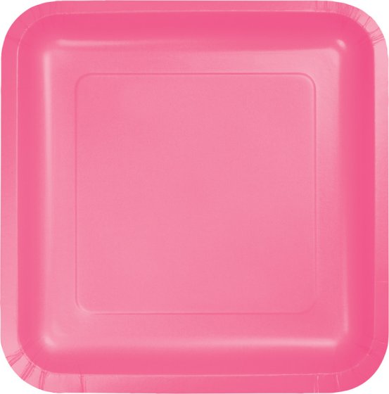 Candy Pink Square Dinner Plates Paper 23cm 18pk