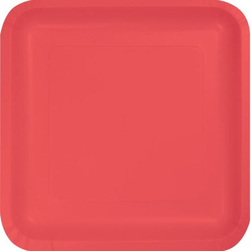 Coral Square Dinner Plates Square Paper 23cm 18pk