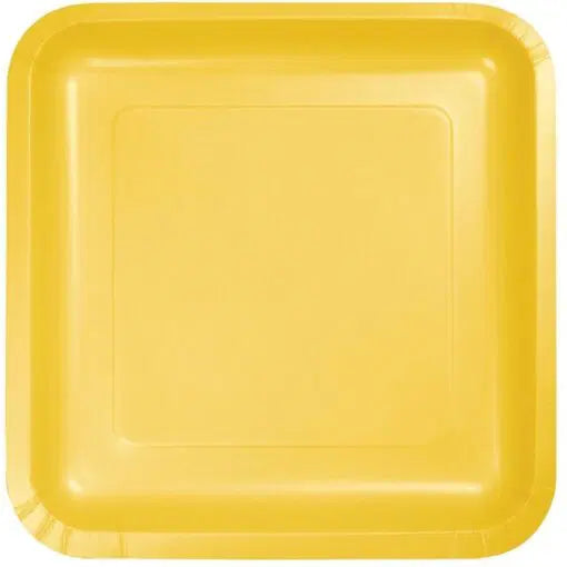 School Bus Yellow Square Dinner Plates Paper 23cm 18pk