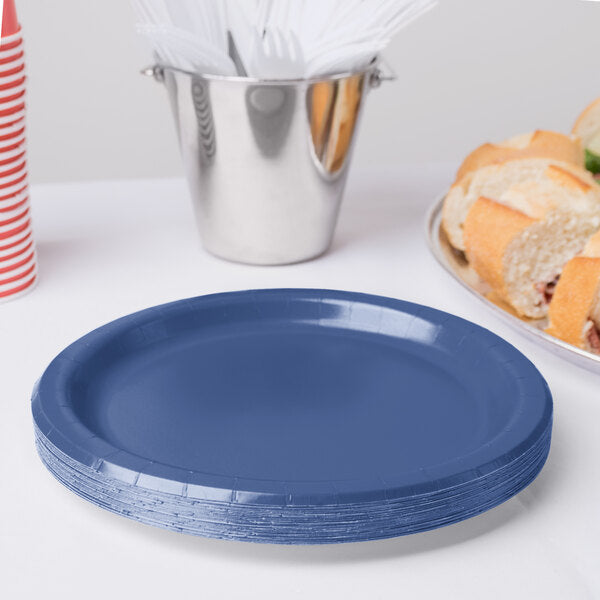 Navy Blue Banquet Plates Paper 26cm 24pk