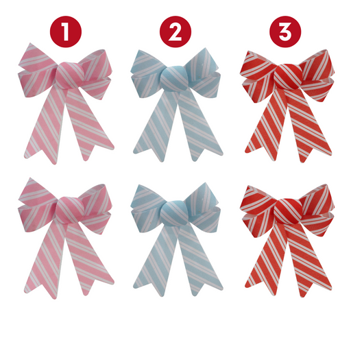 Ronis Candycane Stripe Bow 2pk 3 Asstd