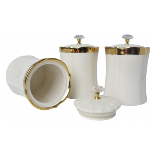 Ronis Canister White & Gold Set of 3