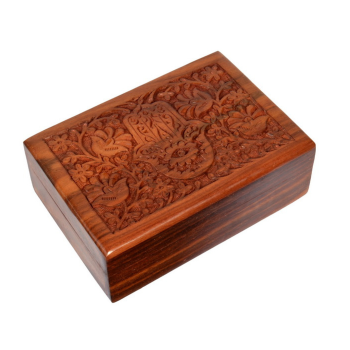 Ronis Carved Hamsa Hand Box 18x13cm