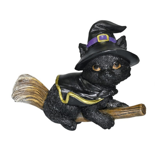 Ronis Cat Witch On Magical Broomstick 10cm