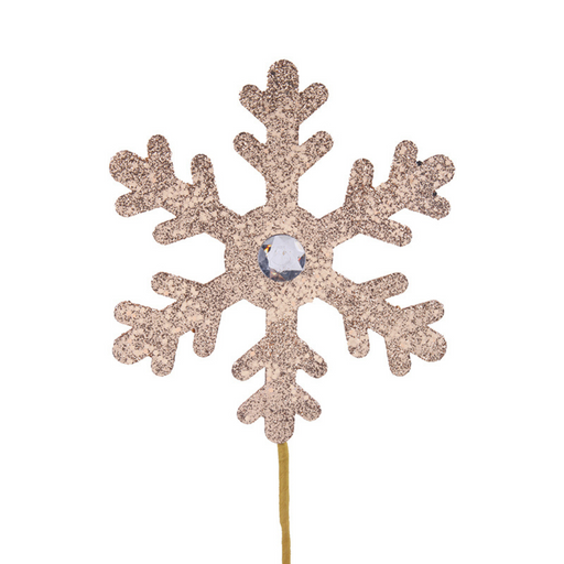 Ronis Champagne Glitter Snowflake with Stem 50cm