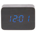 Ronis Checkmate Larch LED Wood Cuboid Alarm Clock 10x7x4.3cm Black