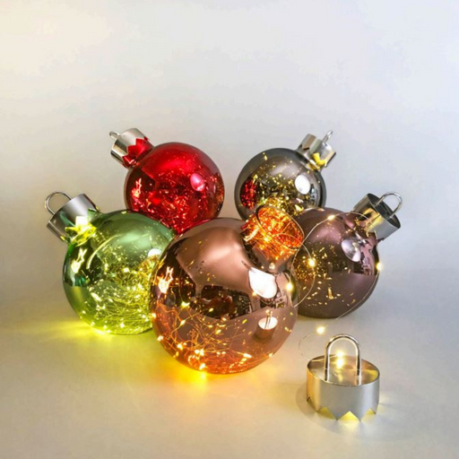 Ronis Christmas Glass Bauble Illuminated Smoke Warm White