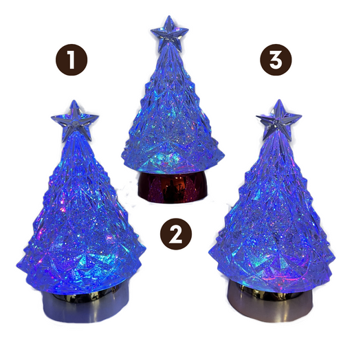 Ronis Christmas LED Water Globe Trees RGB 3 Asstd