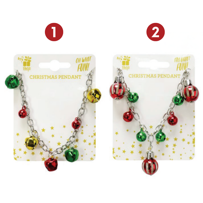 Ronis Christmas Nutbell/Bauble Necklace 2 Asstd