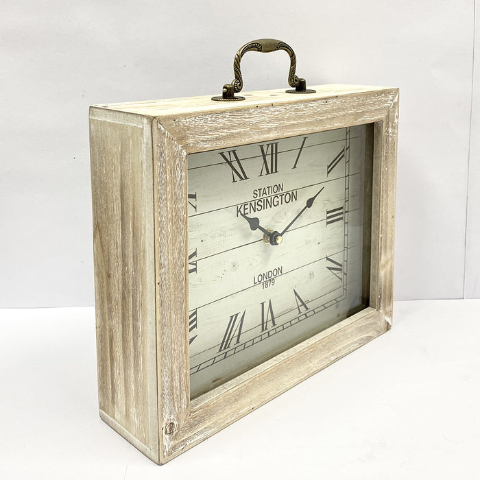 Ronis Classical Wooden Square Table Clock 30x8x31cm Natural