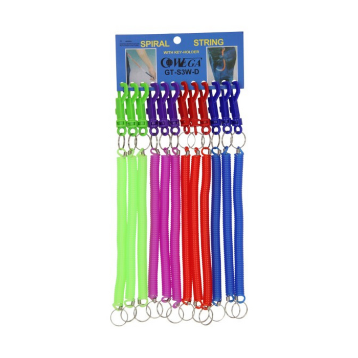 Ronis Coloured Spiral Coil Key Ring 4 Asstd