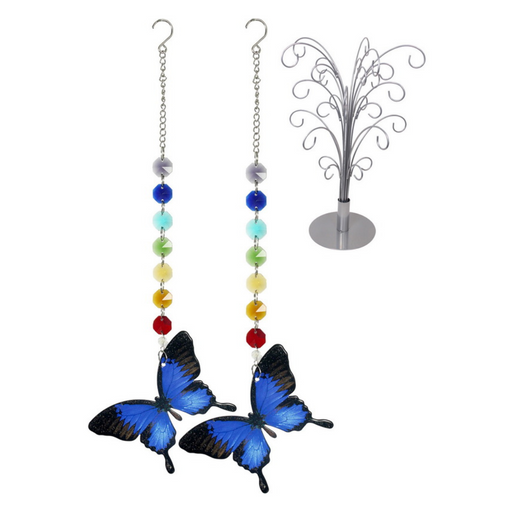 Ronis Crystal Chakra Blue Butterfly on Stand 33cm