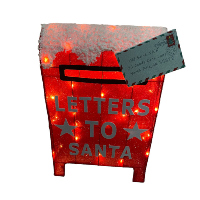 Led Mesh Santa Letter Box W/Snow 72Cm Twinkle