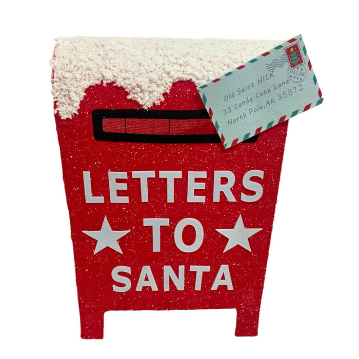 Led Mesh Santa Letter Box W/Snow 72Cm Twinkle