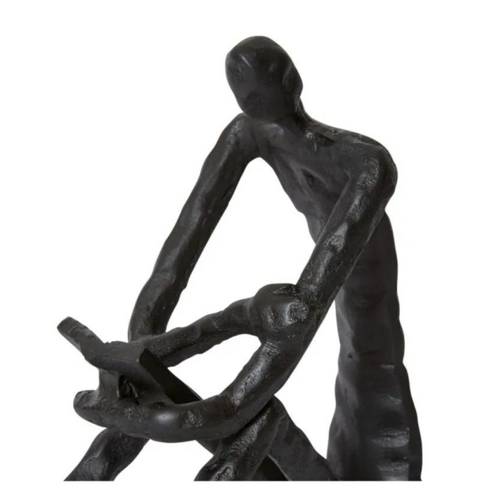 Man Reading Scuplture Black 22x10x23cm