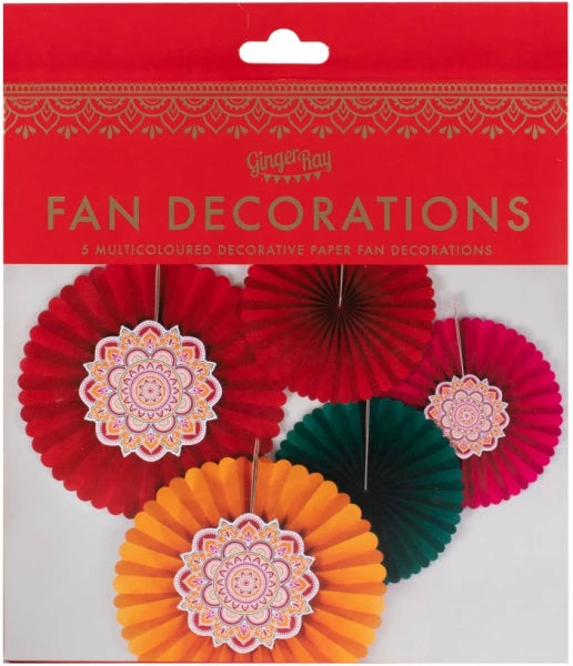 Diwali Multi-Coloured Paper Fan Decorations FSC