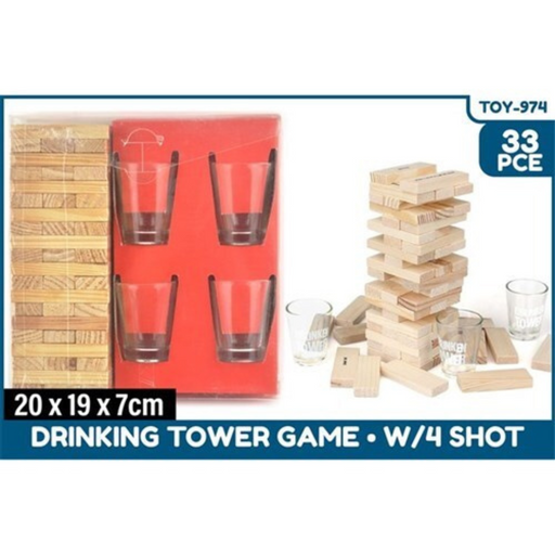 Ronis Drinking Tower Game with 4 Shot Glasses