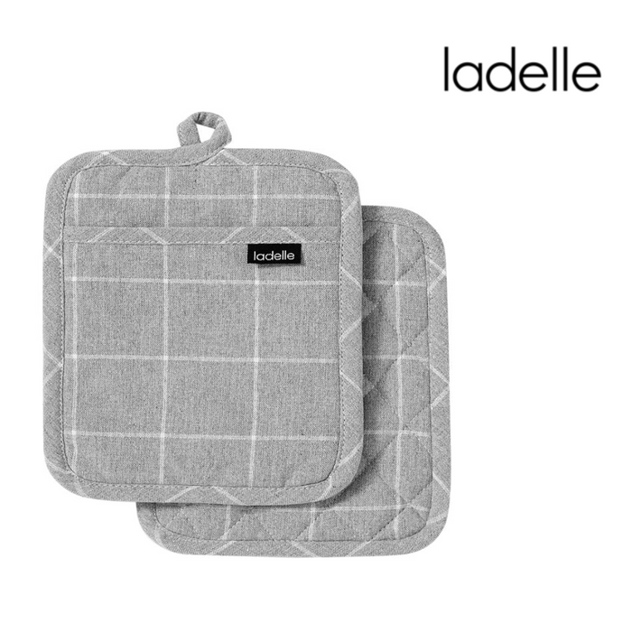 Ronis Ladelle Eco Check Grey Pot Holder 2pk