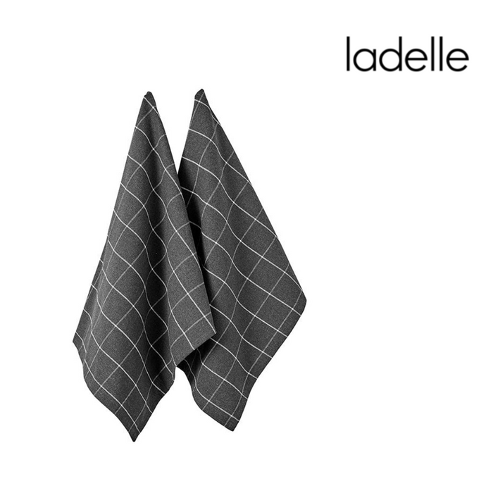 Ronis Ladelle Eco Check Kitchen Towel Charcoal 2pk