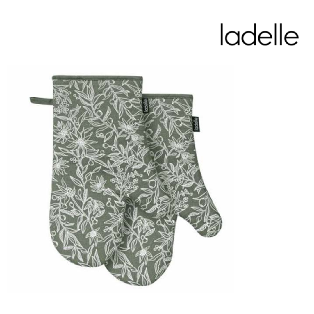 Ladelle Eco Check Recycled Grey Double Oven Mitts Set