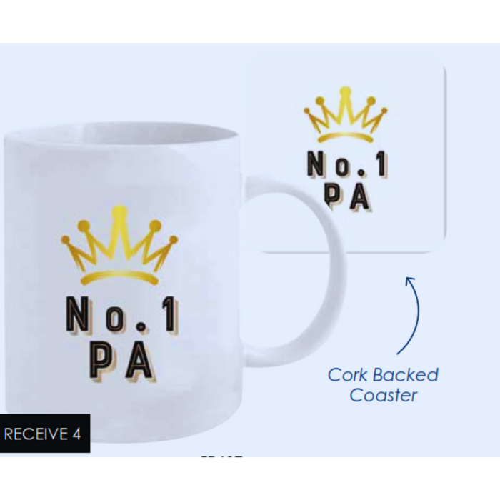 No 1 Pa Mug and Coaster Gift Set Ceramic 360ml