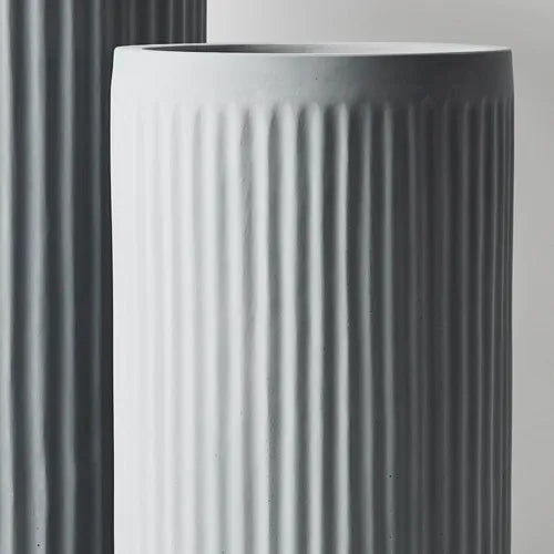 Pot Pleat Cylinder Tall (set/2) Grey 60/80cmh x 30/40cmd