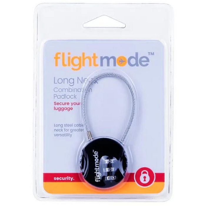 Flightmode 3 Dial Long Neck Cable Combination Padlock