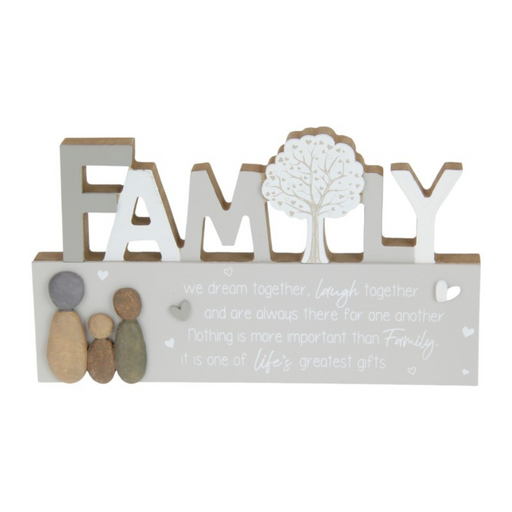 Ronis Family Wording Plaque with Cute Stone Family 24x14cm