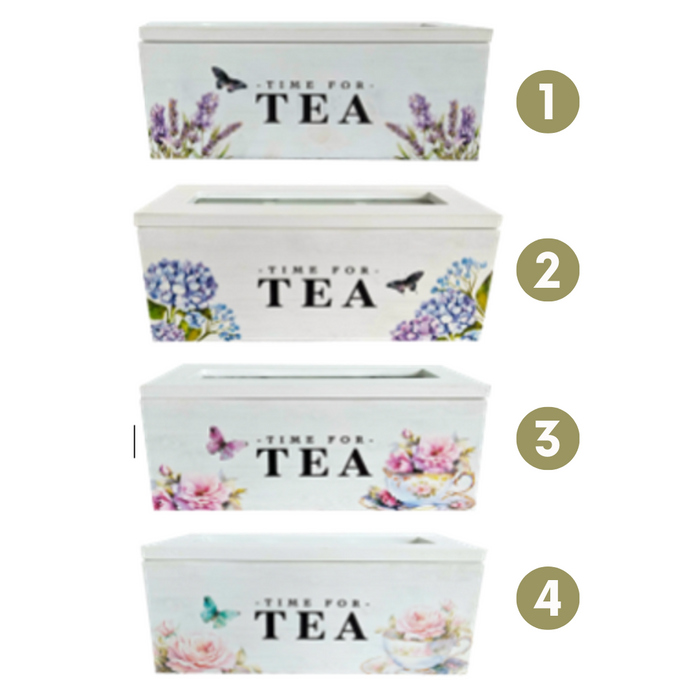 Ronis Floral Design 3 Compartment Tea Boxes 22.7x9x9cm 4 Asstd