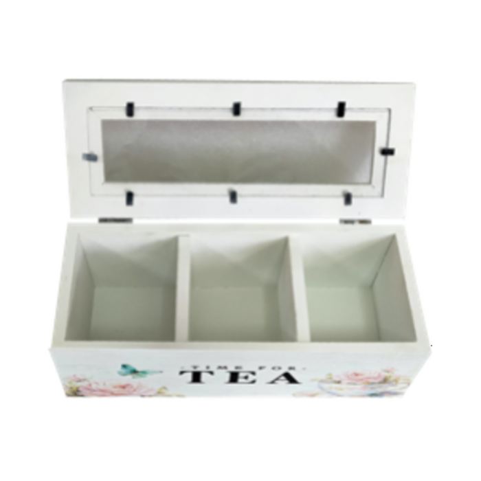 Ronis Floral Design 3 Compartment Tea Boxes 22.7x9x9cm 4 Asstd