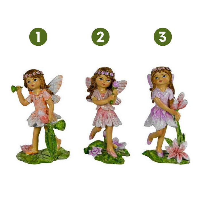 Ronis Flower Fairy On Base 9cm 3 Asstd