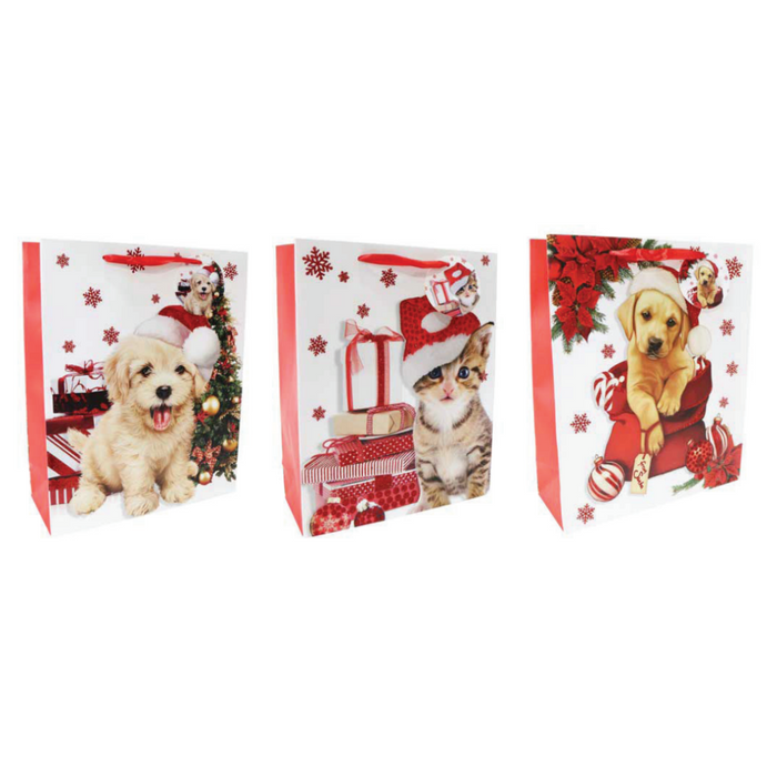 Ronis Giftbag Pets Red Glitter Large 3 Asstd