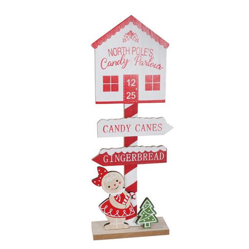 Ronis Gingerbread Candycane Direction Sign