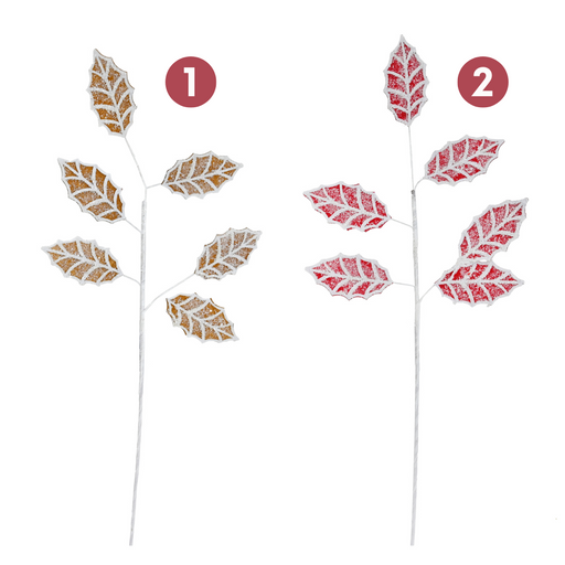 Ronis Gingerbread Frosted Leaf Pick 2 Asstd