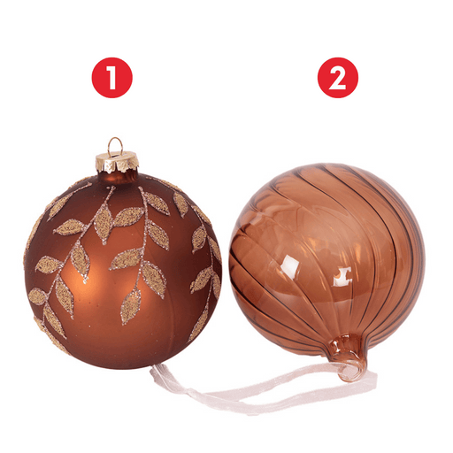 Ronis Glass Bauble 10cm Copper 2 Asstd