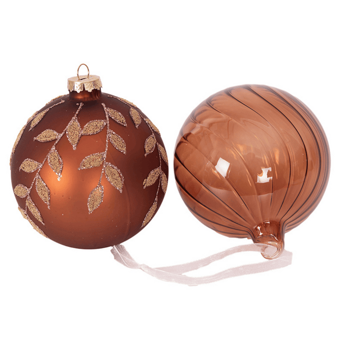 Ronis Glass Bauble 10cm Copper 2 Asstd