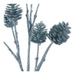 Ronis Glitter Pinecones On Stem 51cm Silver