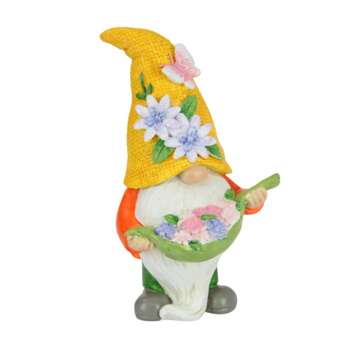 Ronis Gnome with Butterfly & Flowers 13cm 3 Asstd