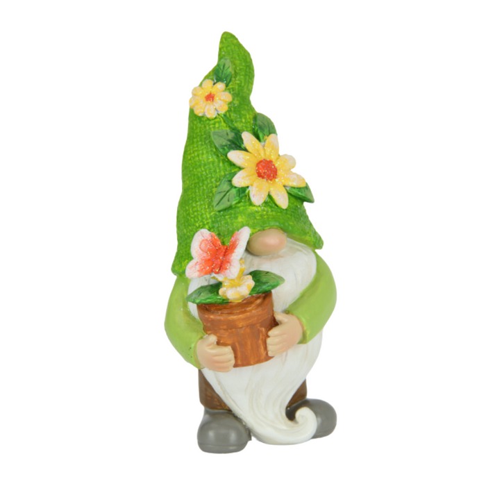 Ronis Gnome with Butterfly & Flowers 13cm 3 Asstd