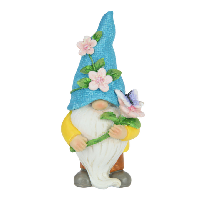 Ronis Gnome with Butterfly & Flowers 13cm 3 Asstd