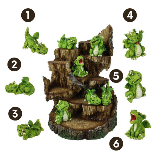 Ronis Green Baby Dragon on Tree Lair Display 5cm 6 Asstd